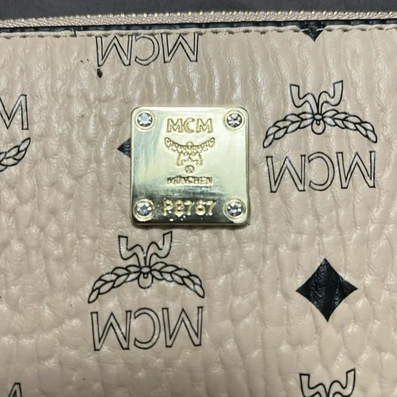 Designer looking faux leather wallet beige black and gold - Picture 2 of 5